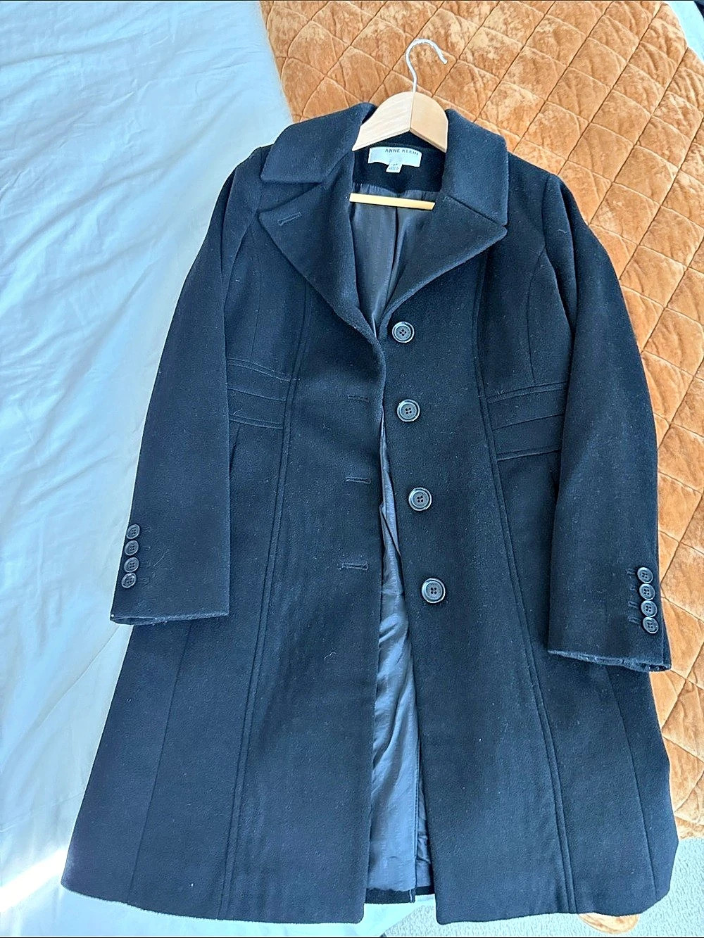 Anne Klein women’s Wool Blend Pea Coat in Black Size 6P